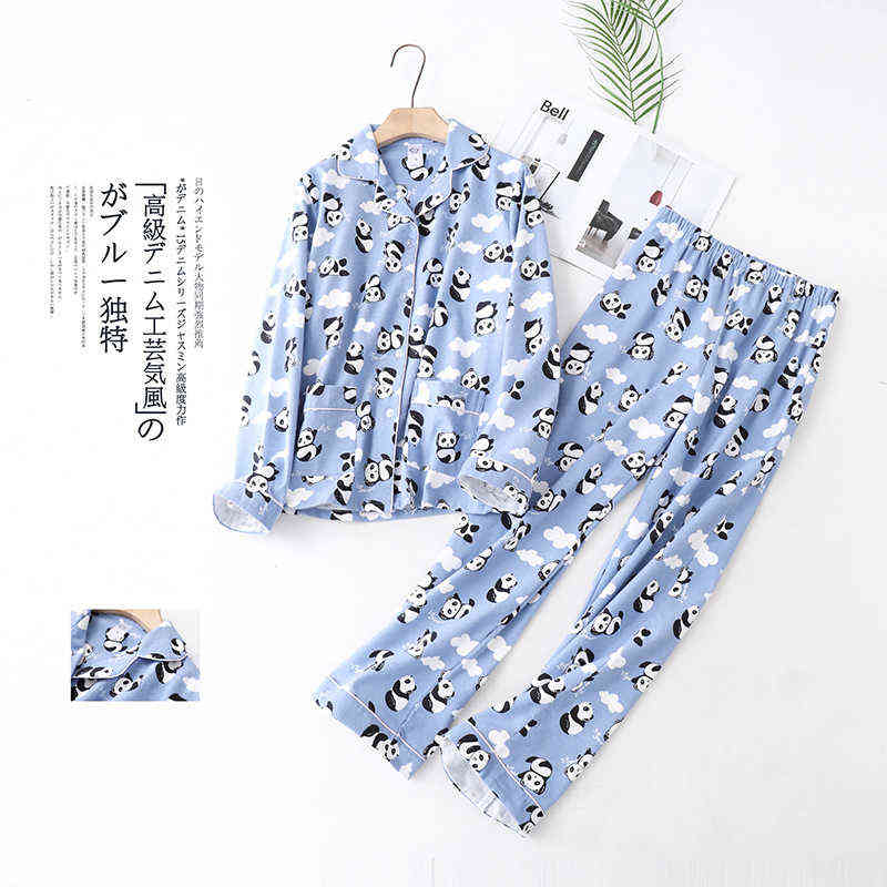 JULY'S SONG Woman Cotton Printing Pajamas Long Sleeves Women's Trousers Pajamas Set Casual Soft Sleepwear Suit Woman Homewear 211118