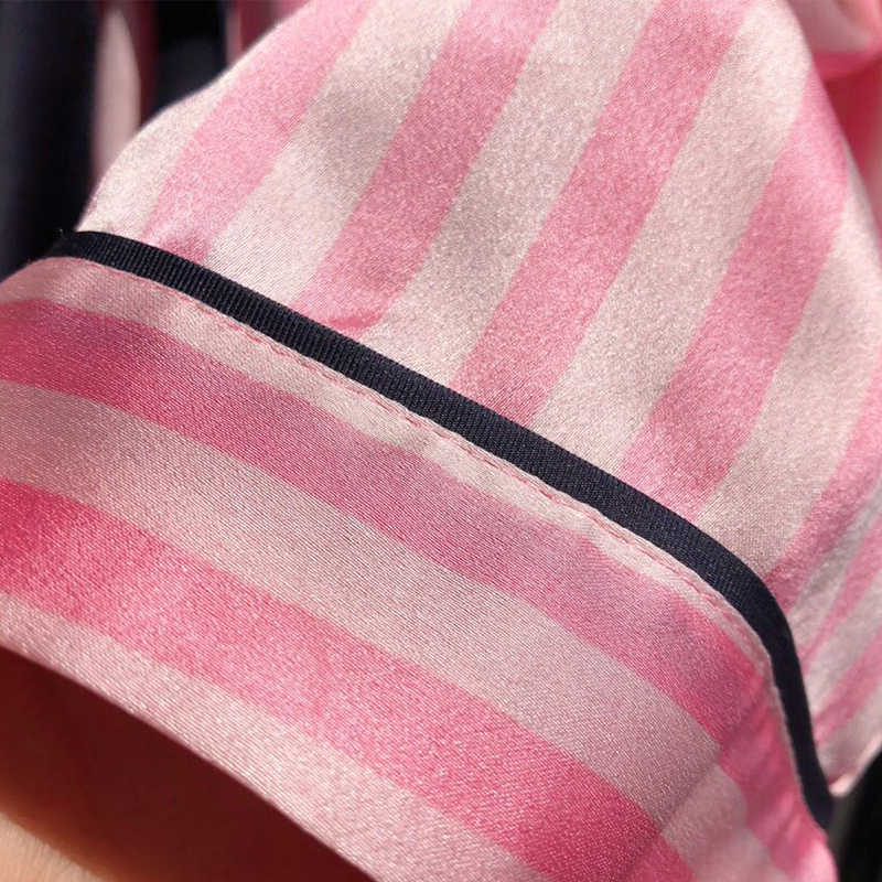 Satin Pajamas for Women Set Summer Autumn Silk Sleepwear Long Sleeved Turn-down Collar Nightwear Pjs Lounge Wear Drop 210924