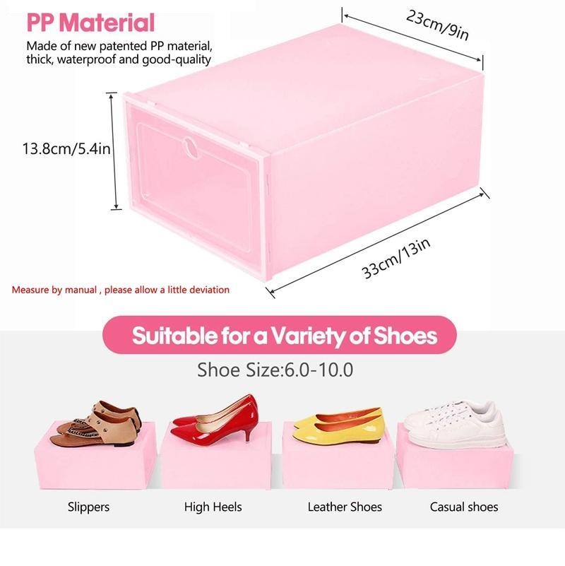 Clear plastic shoe storage box Thickened flip drawer Dustproof Sneaker Organizer High Heels Boxes Candy Color Stackable Shoes Containers Case