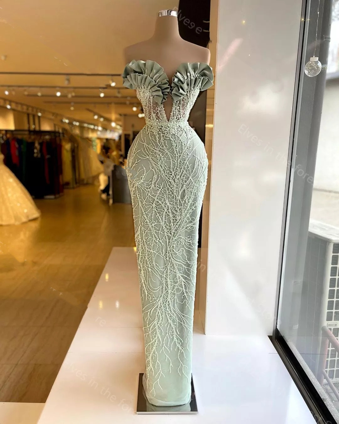 Sexy Mint Green Straight Evening Dresses Beads Sleeveless Illusion Birthday Party Prom Gowns Custom Made Plus Size 322