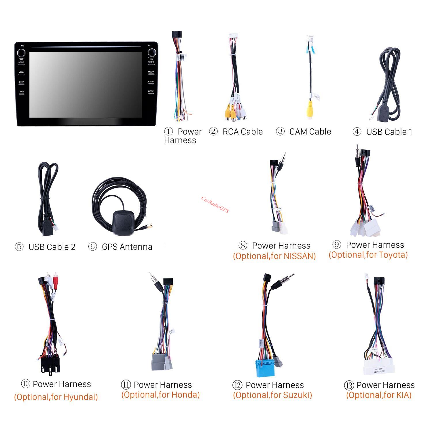 Car Dvd Player 10 Inch Stereo Touch Screen Gps Navigation 1080p Video Wifi Universal Support Steer Wheel Control Carplay Obd Reverse Camera