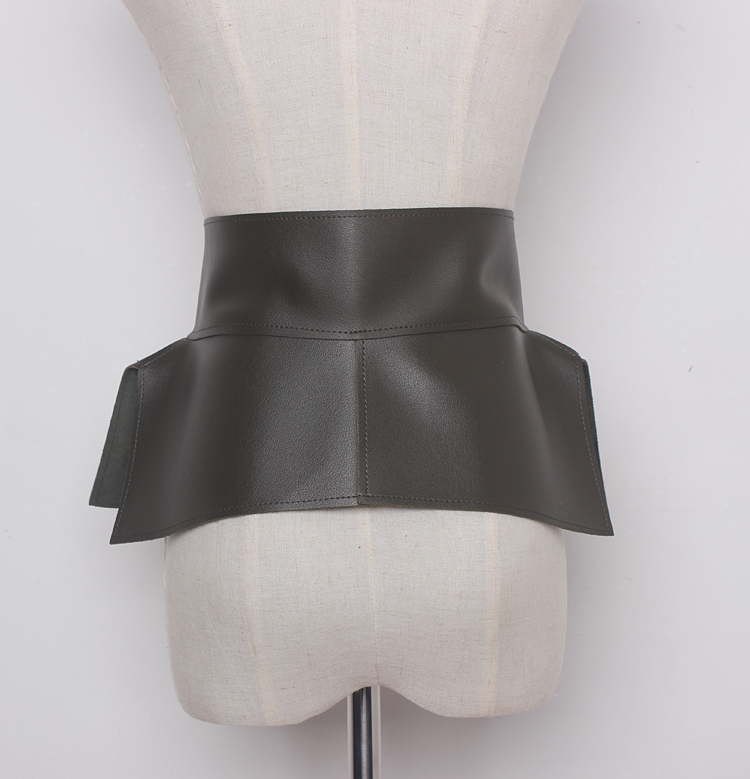 2020 New spring summer faux leather ruffles Peplum Belt Waistband fashion Waist Skirt Women Accessories Tide All-match LJ200923