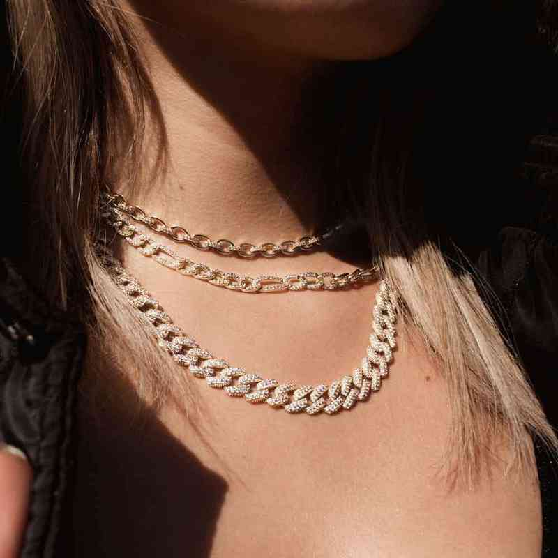 Hiphop Jewelry Necklace Bracelet 14k Gold Plated CZ Diamond Women Ice Out Cuban Link Chain
Hiphop Jewelry Necklace Bracelet 14k Gold Plated CZ Diamond Women Ice Out Cuban Link Chain