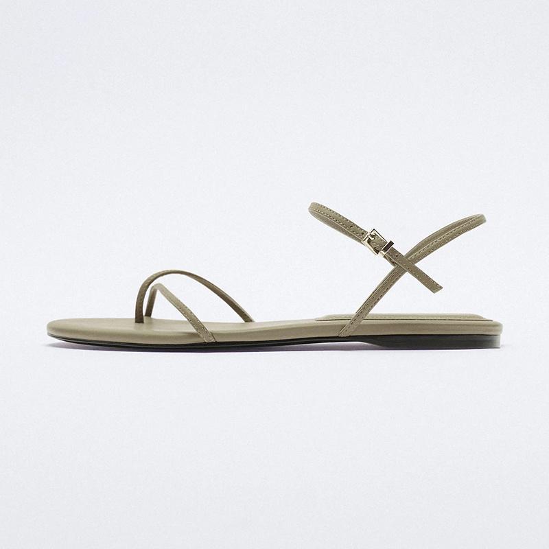 Sandals Flops Flip Summer Leisure Comfortable Flat Heeled Slim Flats Women's Ankle Strap Sandalias Green Shoes Clip Toe