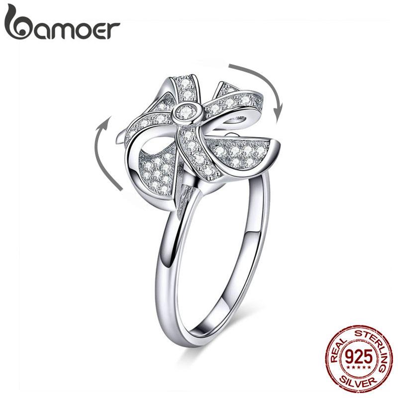 Cluster Rings BAMOER Rotating Windmill Ring Real Silver Moved Open Adjustable Finger For Women Sterling 925 Jewelry BSR032, Golden;silver 
Cluster Rings BAMOER Rotating Windmill Ring Real Silver Moved Open Adjustable Finger For Women Sterling 925 Jewelry BSR032, Golden;silver