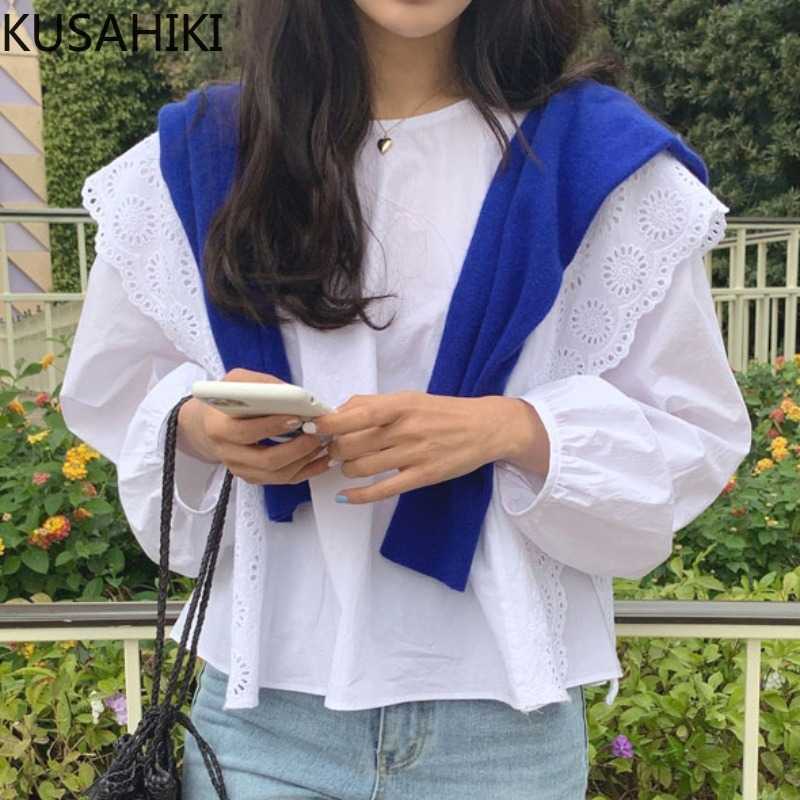 Lace Hollow-out Ruffle Patchwork Blouse Shirt Causal Puff Sleeve O-neck Women Tops Spring Blusas Mujer 6F630 210603, White
Lace Hollow-out Ruffle Patchwork Blouse Shirt Causal Puff Sleeve O-neck Women Tops Spring Blusas Mujer 6F630 210603, White