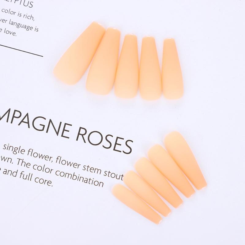 False Nails Upgraded Version 24Pcs Matte Long Ballerina Tips Colorful Coffin Full Cover Fake With Glue Nail Art Decor