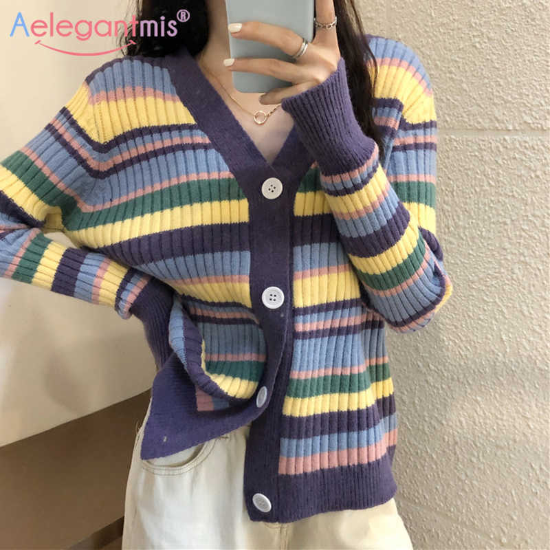 Aelegantmis Korean Striped Knitted Cardigan Women Vintage Spring Soft Sweaters coat Female Casual V Neck Single Breasted Jumpers 210607, As shown
Aelegantmis Korean Striped Knitted Cardigan Women Vintage Spring Soft Sweaters coat Female Casual V Neck Single Breasted Jumpers 210607, As shown