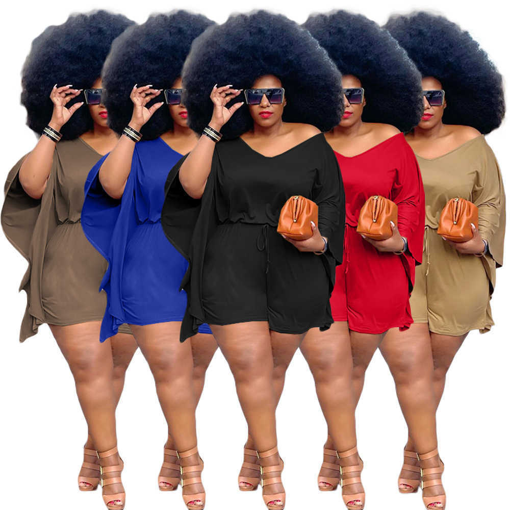 Summer Women Plus Size Tracksuits Designer Sexy Solid Color Off Shoulder Two Pieces Sets 3/4 Sleeve T Shirt Shorts Loose Outfits -5XL, Black
Summer Women Plus Size Tracksuits Designer Sexy Solid Color Off Shoulder Two Pieces Sets 3/4 Sleeve T Shirt Shorts Loose Outfits -5XL, Black