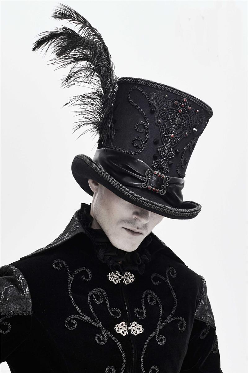 Gothic Vintage Top Hat Men Steampunk Cosplay Punk Party Caps Feather Decoration Drop High Quality Wide Brim Hats, Black
Gothic Vintage Top Hat Men Steampunk Cosplay Punk Party Caps Feather Decoration Drop High Quality Wide Brim Hats, Black