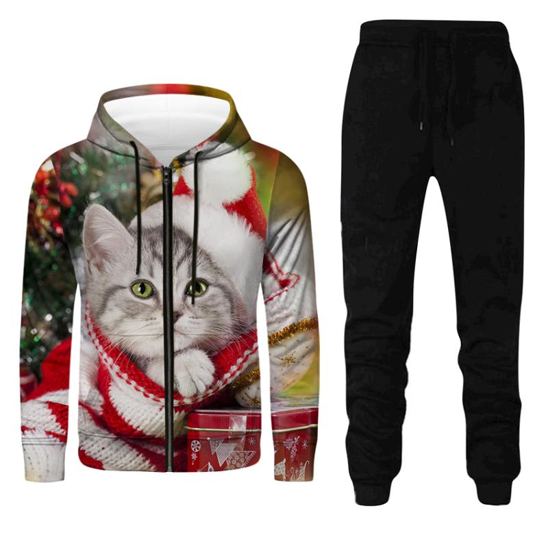 Jogging Clothing 3D Cat Print Christmas Pullover Hoodie Suit Men And Women Autumn Winter Clothes Tops Sports Pants Holiday Party, Black;red
Jogging Clothing 3D Cat Print Christmas Pullover Hoodie Suit Men And Women Autumn Winter Clothes Tops Sports Pants Holiday Party, Black;red