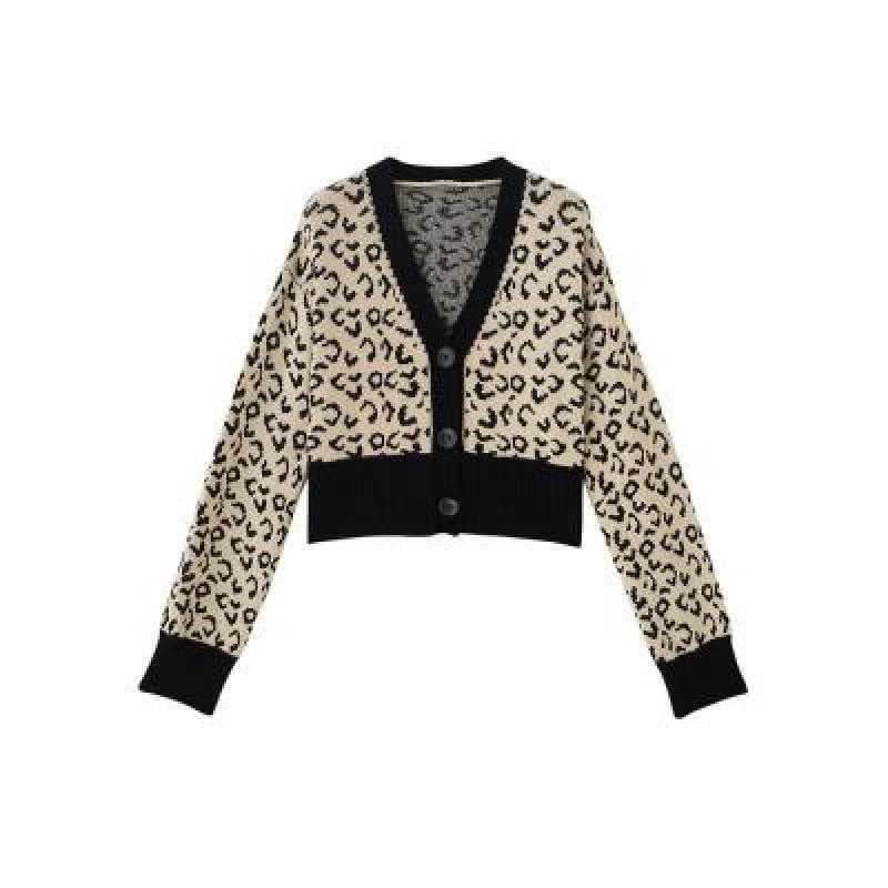 Yedinas Leopard Cardigan Women Korean Style Ladies Sweater Autumn Winter Kardigan Fashion Open Stitch 210527