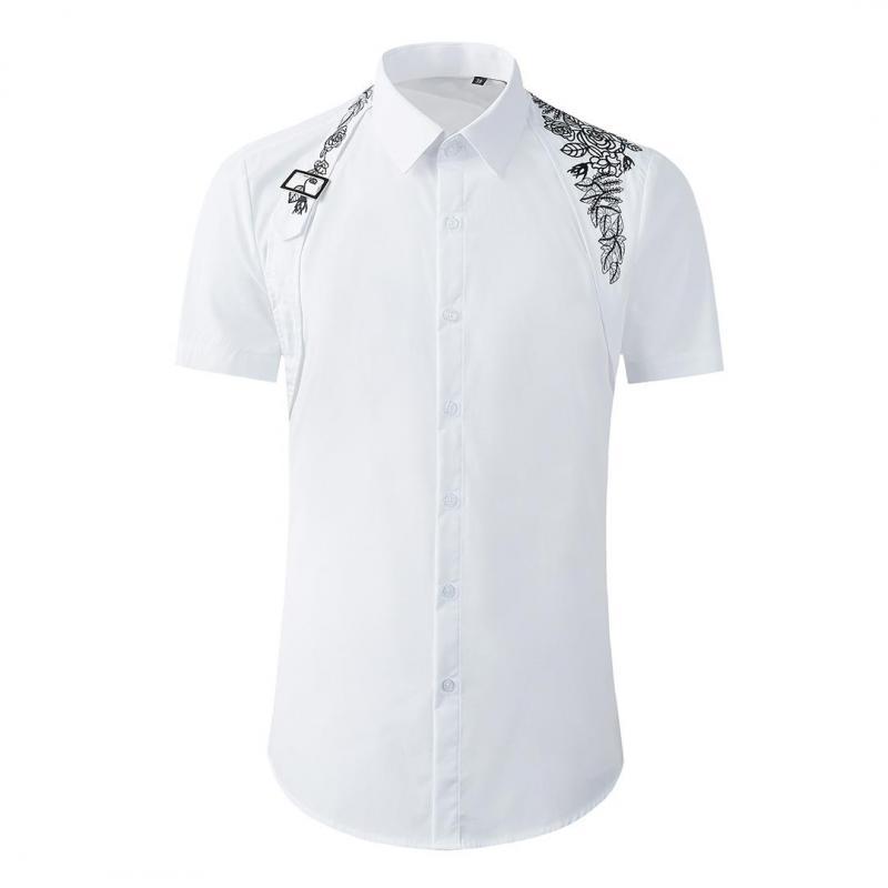 Men's Casual Shirts White Mens Luxury Short Sleeve High Density Embroidery Dress Metal Button Slim Fit Male, White;black
Men's Casual Shirts White Mens Luxury Short Sleeve High Density Embroidery Dress Metal Button Slim Fit Male, White;black