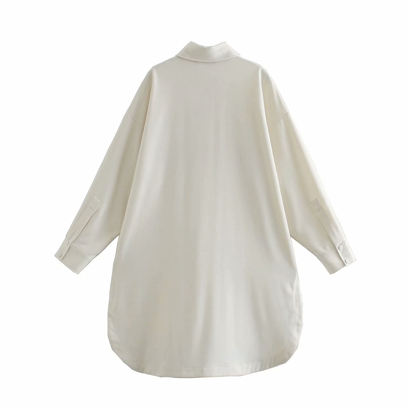 Elegant Women Solid Long Shirts Fashion Ladies Turn Down Collar Tops Streetwear Female Chic Pocket Oversize Blouses 210430