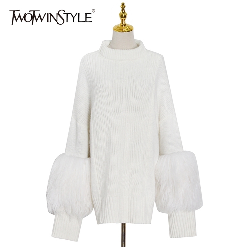 Elegant Patchwork Fur Knitted Pullovers For Women Turtleneck Long Sleeve Split Casual Sweater Female Fashion 210524, Beige
Elegant Patchwork Fur Knitted Pullovers For Women Turtleneck Long Sleeve Split Casual Sweater Female Fashion 210524, Beige