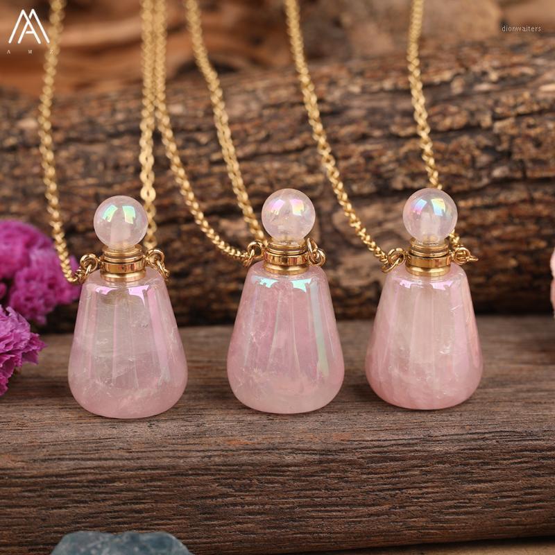 Rainbow Aura Roses Pink Quartz Perfume Oil Bottle Pendant Necklace For Women Electroplated Stone Essential Vial Chains
Rainbow Aura Roses Pink Quartz Perfume Oil Bottle Pendant Necklace For Women Electroplated Stone Essential Vial Chains