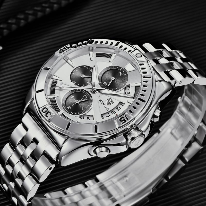 Wristwatches Reloj Hombre BENYAR 2021 Luxury Sports Quartz Watches Top Brand Stainless Steel Fashion Men Casual Chronograph Watch, White
Wristwatches Reloj Hombre BENYAR 2021 Luxury Sports Quartz Watches Top Brand Stainless Steel Fashion Men Casual Chronograph Watch, White
