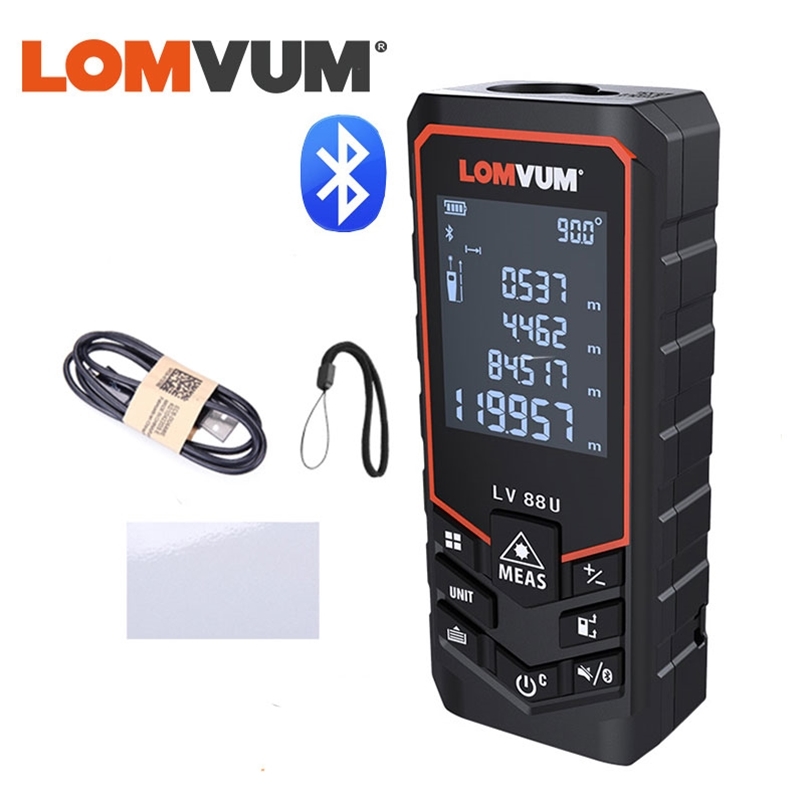 LOMVUM Bluetooth Laser Distance Meter USB Rechargeable Digital Rangefinder Handheld 120m 100m 80m 50m Electric Leveling 210728
LOMVUM Bluetooth Laser Distance Meter USB Rechargeable Digital Rangefinder Handheld 120m 100m 80m 50m Electric Leveling 210728