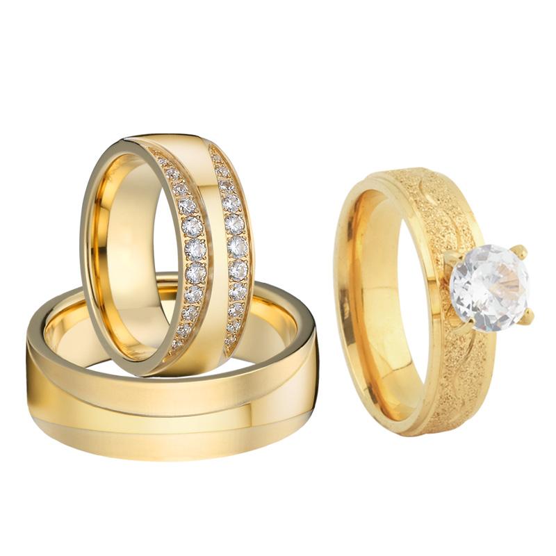 Wedding Rings Lover's 3pcs Promise Engagement Set For Men And Women Gold Color Marriage Anniversary Bridal Couple Ring
Wedding Rings Lover's 3pcs Promise Engagement Set For Men And Women Gold Color Marriage Anniversary Bridal Couple Ring