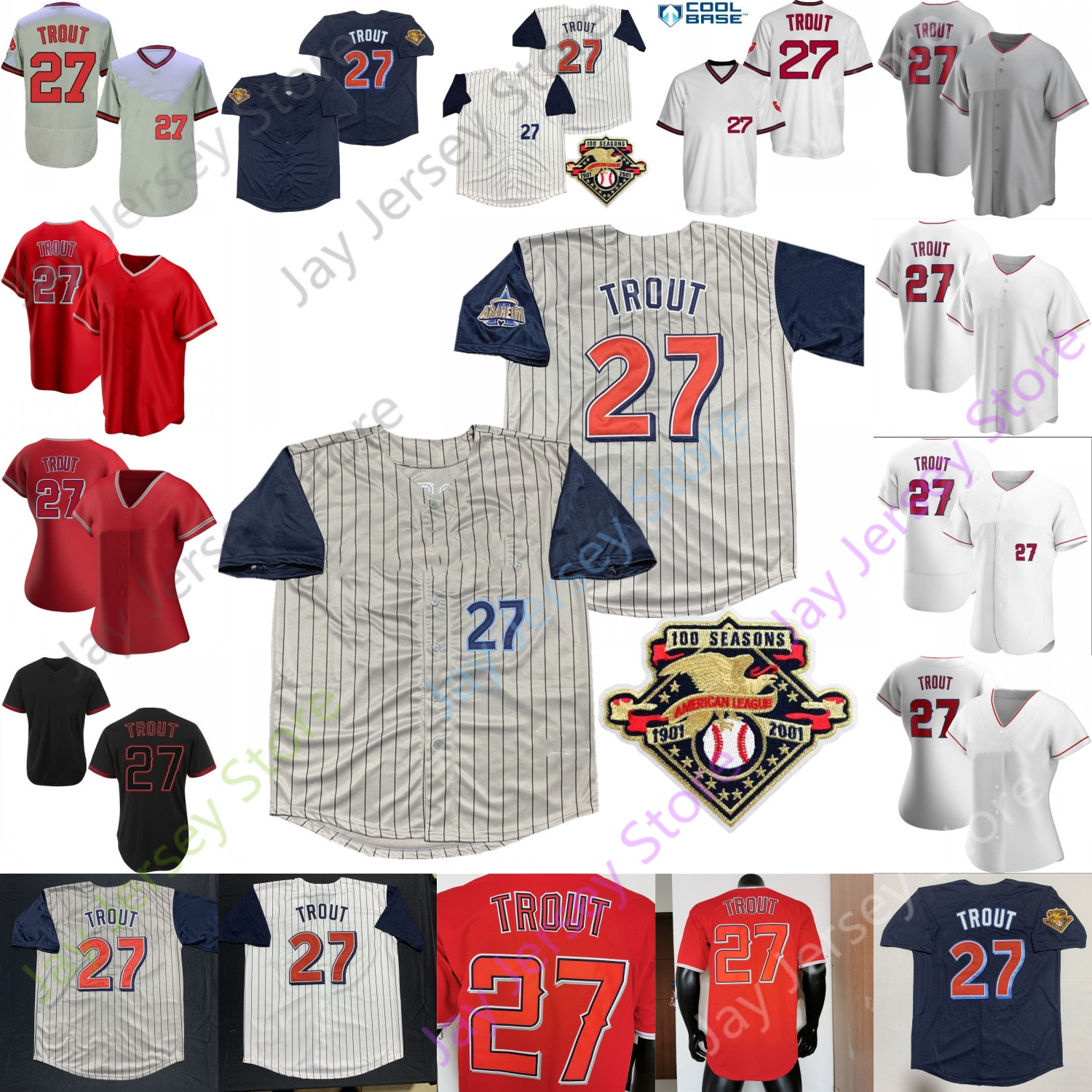 Mike Trout Jersey 2001 Grey Pinstripe Turn Back Navy White 2019 Nickname Black Fashion Golden Red Pullover Size S-3XL