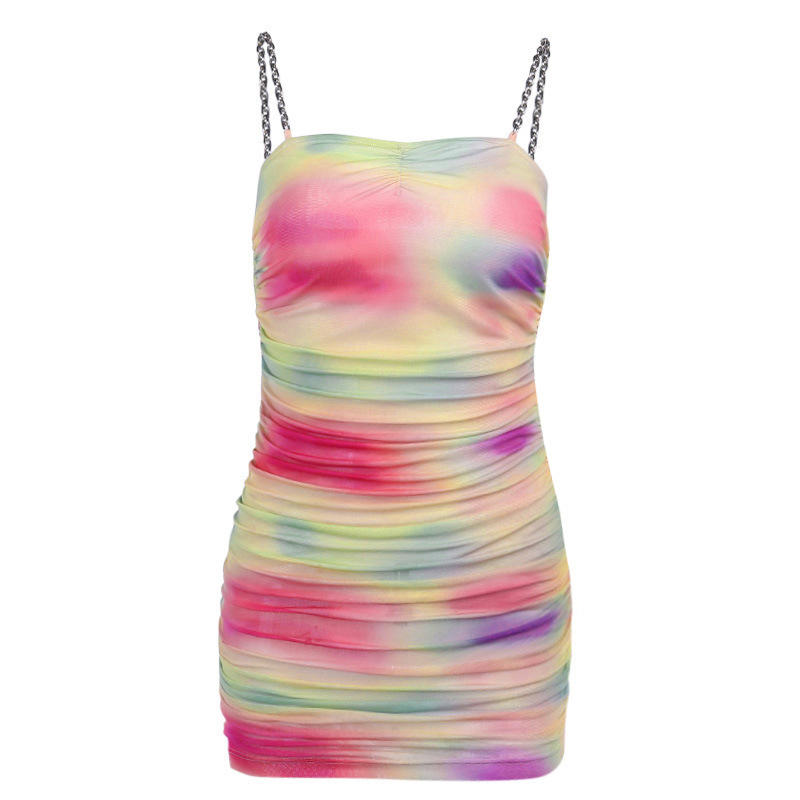 Paris Girl Tie-Dye Chain Spaghetii Strap Elegant Slim Dress Summer Sexy Backless Holiday Mini Dresses 210524, Multi
Paris Girl Tie-Dye Chain Spaghetii Strap Elegant Slim Dress Summer Sexy Backless Holiday Mini Dresses 210524, Multi
