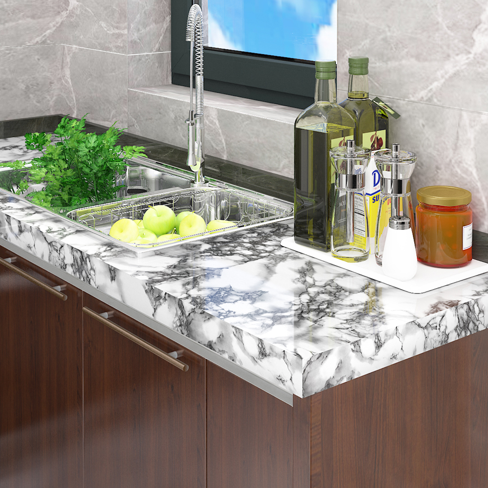 Stickers Marble Waterproof Wallpapers PVC Kitchen Table Pasters Oilproof Countertop DIY Self Adhesive Wall Sticker