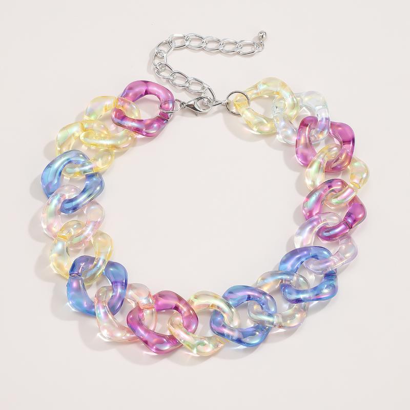 Chains Hip Hop Jewelry Rainbow Acrylic Chain Necklace Choker Collar For Women Girls Fashion