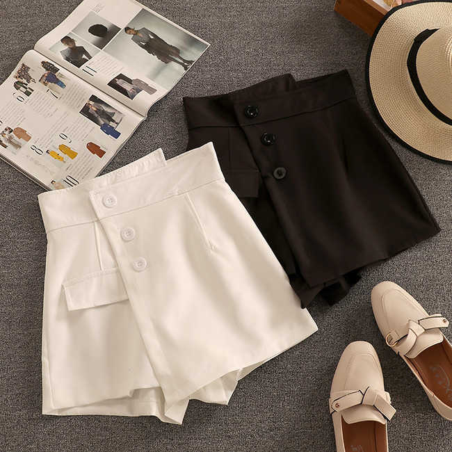DEAT Women Plaid Slash Neck Puff Sleeve Asymmetrical Shorts Arrivals Two Piece Set Fashion Spring Summer 11D793 210709
