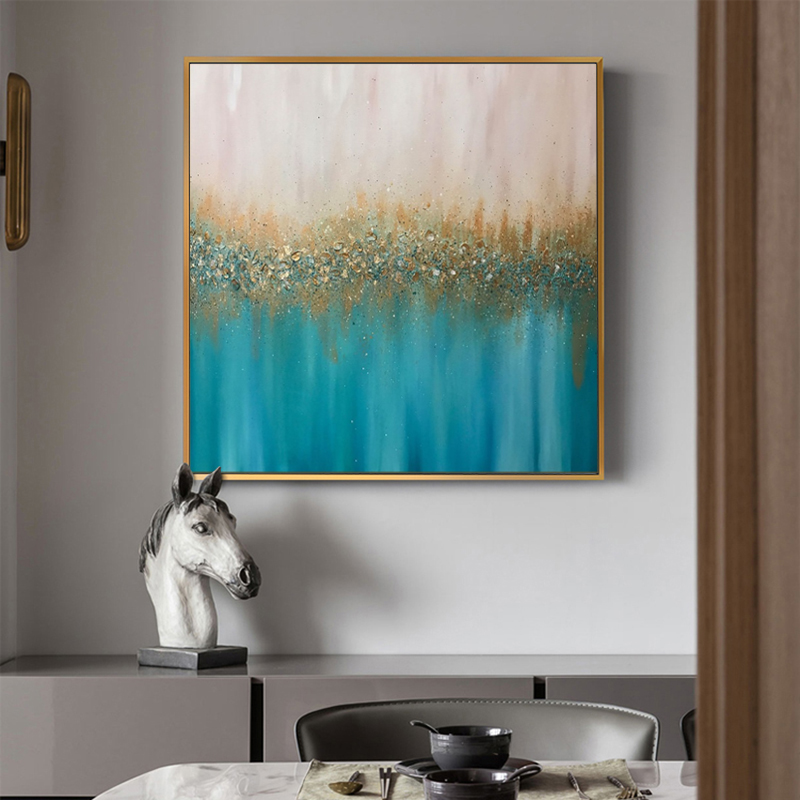 Blue Abstract Art Canvas Painting Gold Color Posters and Prints for Living Room Wall Modern Decorative Paintings