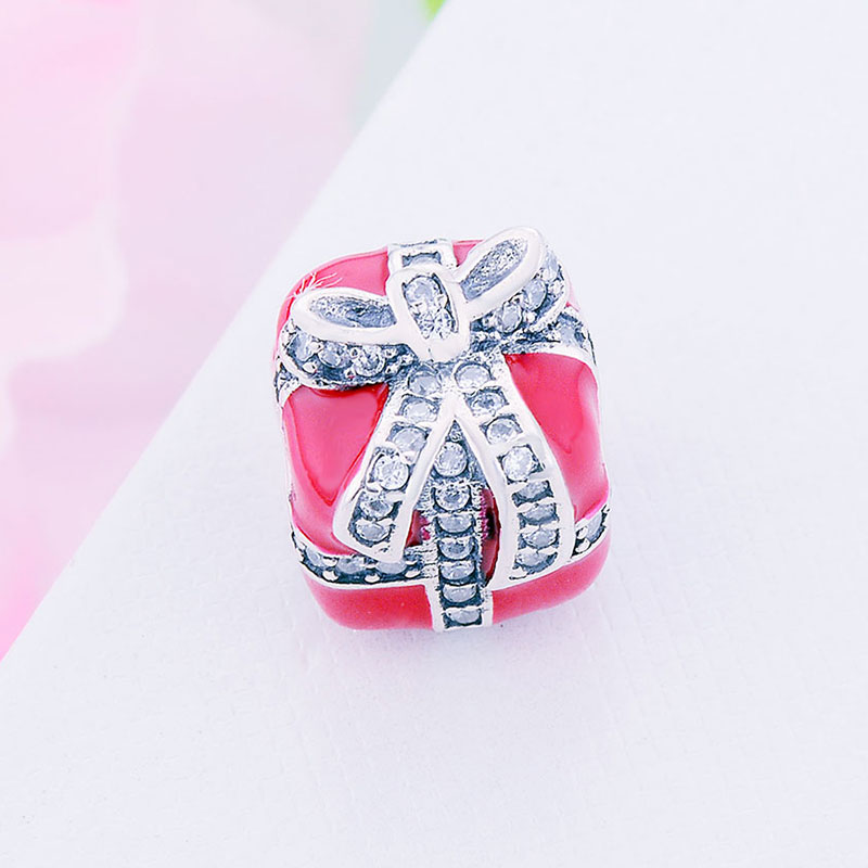 Fit Original Brand Charms Bracelet 925 Sterling Silver Red Enamel Box CZ Beads Berloque Making Jewelry Birthday Gift