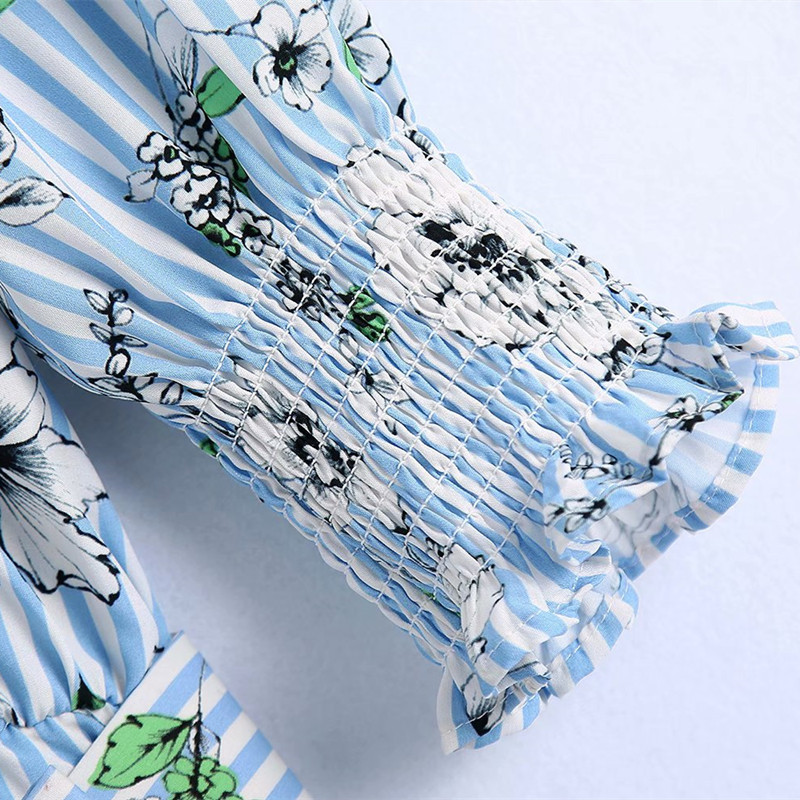 Sweet Women V Neck Bow Lace Dress Spring-autumn Fashion Ladies College Style Cute Printted Shirt 210515