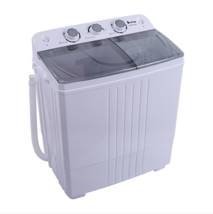 Laundry Products Compact Twin Tub with Built-in Drain Pump XPB45-ZK45 16.5(9.9 6.6)lb Semi-automatic Cover Washing Machine Gray