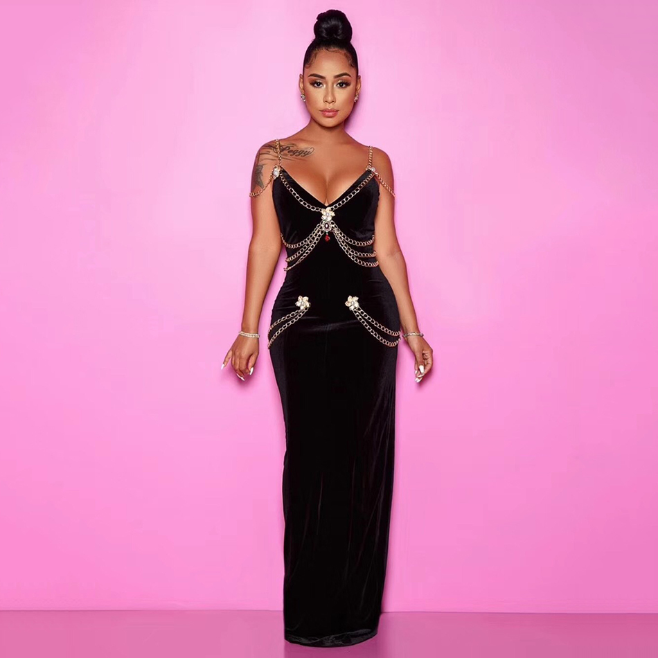 Free Black Dress Sexy Spaghetti Belt Pearl Embellished Bodycon Vestido Celebrity Club Party Bandage 210525