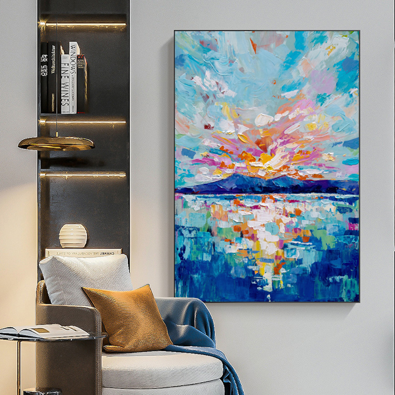 Abstract Posters And Prints Canvas Painting Wall Art Pictures For Living Room Home Decor Colorful Clouds Sea Wave Landscape