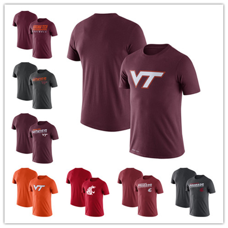 

2021 New Mens Tees Virginia Tech Hokies WSU design printing Black Red Maroon Gray Orange NCAA Performance T-shirt