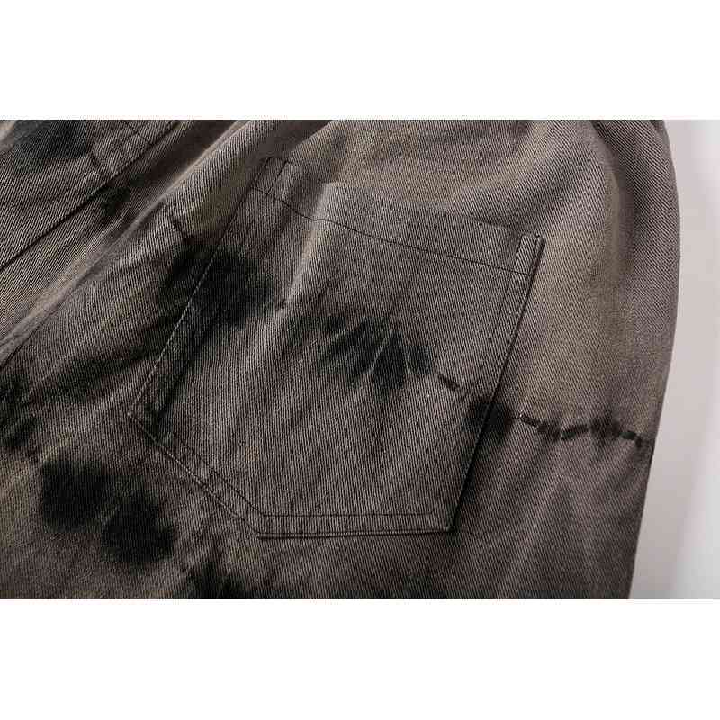 IEFB High Street Men's Elastic Waist Tie-dye Jeans Men's Made Old Loose Straight Wide Leg Daddy Pants Spring Y5576 210524