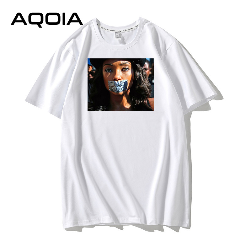 AQOIA Casual I can't breathe printing Women' T Shirt BLACK LIVES MAER White Short Sleeve Women Shirts Summer op ee 210521, White t shirt 
AQOIA Casual I can't breathe printing Women' T Shirt BLACK LIVES MAER White Short Sleeve Women Shirts Summer op ee 210521, White t shirt