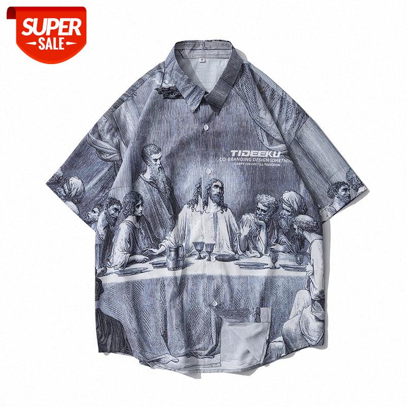 Retro style character print shirt men's short-sleeved loose hip-hop half-sleeved #nf3b, White;black
Retro style character print shirt men's short-sleeved loose hip-hop half-sleeved #nf3b, White;black