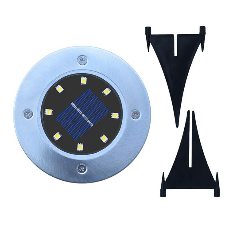 8 LED Outdoor Solar Garden Light Lawn Lamps Waterproof In-Ground Lights Solar Lighting for Pathway Yard Deck White/Warm White D2.5