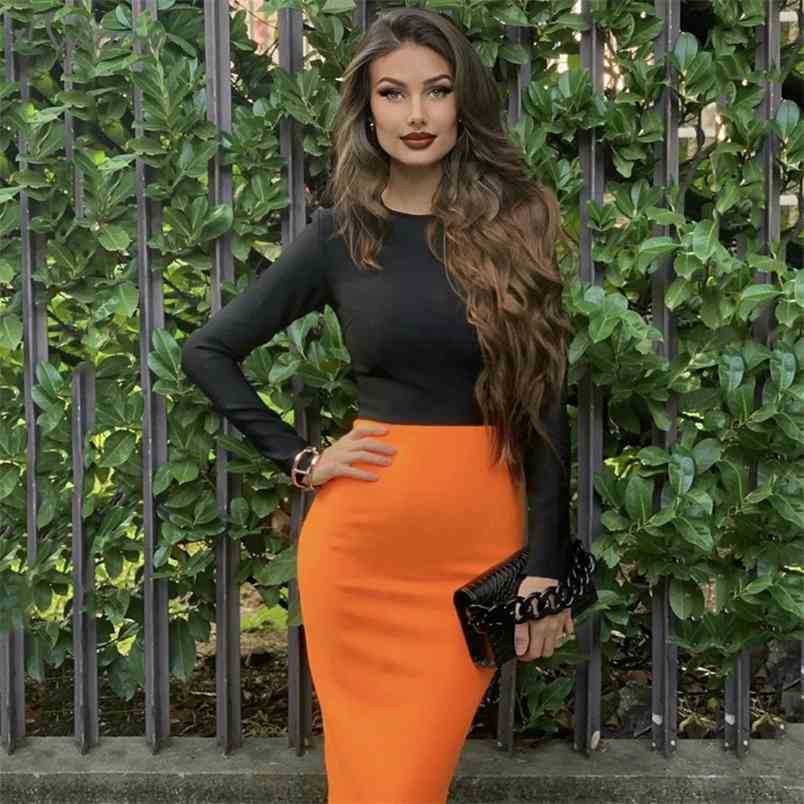 Ladies Summer Patchwork Black Orange O Neck Long Sleeves With Back Zipper High Street Each Matching Bandage Dress 210525
Ladies Summer Patchwork Black Orange O Neck Long Sleeves With Back Zipper High Street Each Matching Bandage Dress 210525