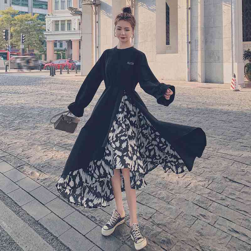 Street Style Irregular Full Sleeve Women Party Dress O Neck Fold Ladies Long Dresses Spring Chic Plus Size Female Robe 210521
Street Style Irregular Full Sleeve Women Party Dress O Neck Fold Ladies Long Dresses Spring Chic Plus Size Female Robe 210521