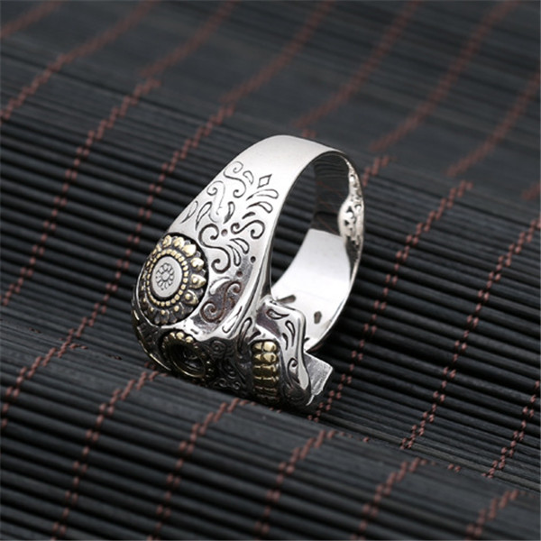 High quality 925 sterling silver skull mask band rings two tones American Europe antique handmade designer punk gothic Luxury jewelry accessories gift