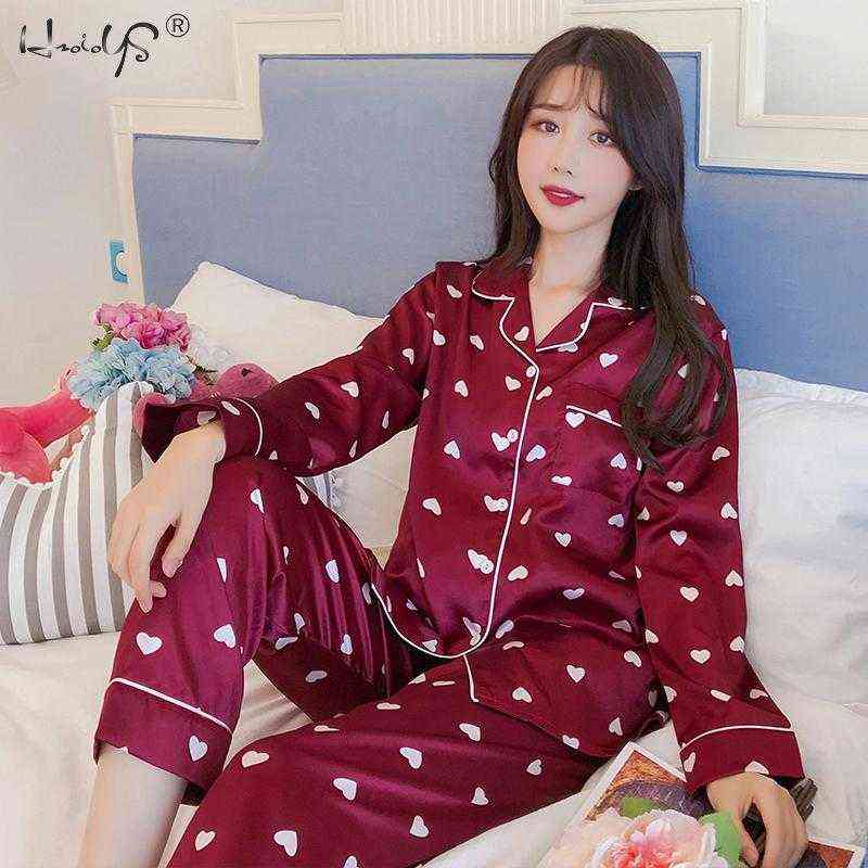 Oversize M-5XL Womens Long Sleeve Trousers Pyjamas Silk Satin Pajamas Sets Sleepwear Nightgown Suit Robe Bath Gown Sleepshirts 211118