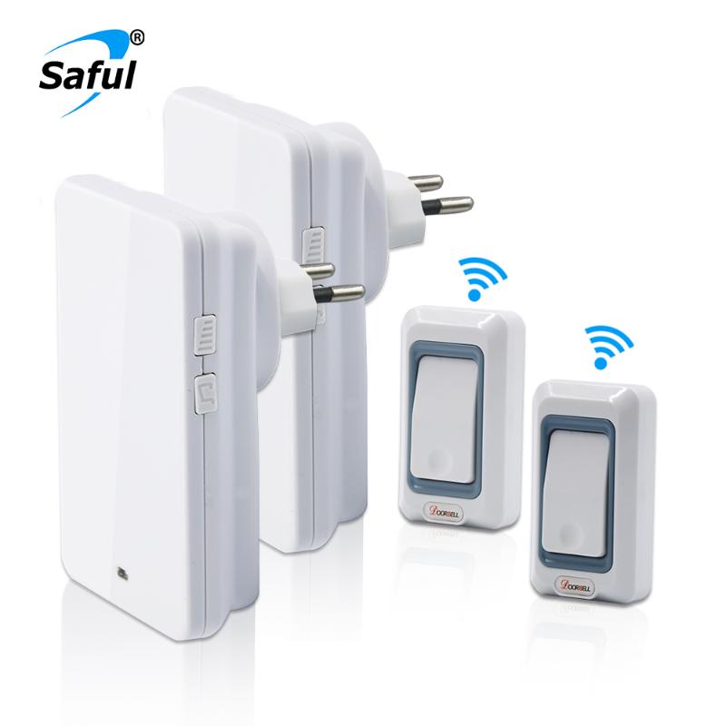 Saful Wireless Doorbell EU/US/UK/AU Plug Waterproof Doorbells Led Light With 28 Rings 2 Button+2 Receiver Smart Door Bell
Saful Wireless Doorbell EU/US/UK/AU Plug Waterproof Doorbells Led Light With 28 Rings 2 Button+2 Receiver Smart Door Bell