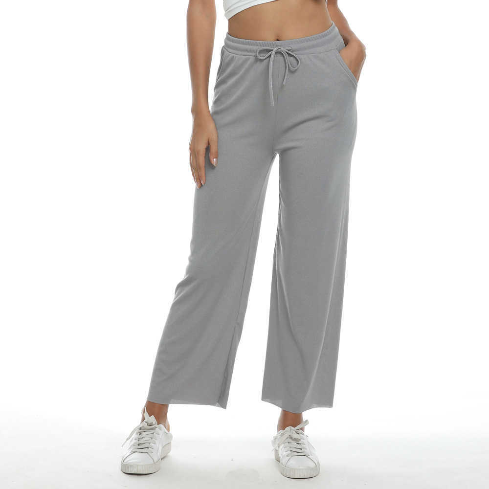 Summer Quick Dry Black Wide Leg Pants Female High Waist Loose Women Pocket Drawstring Sweat Breathable Plus Size 210604