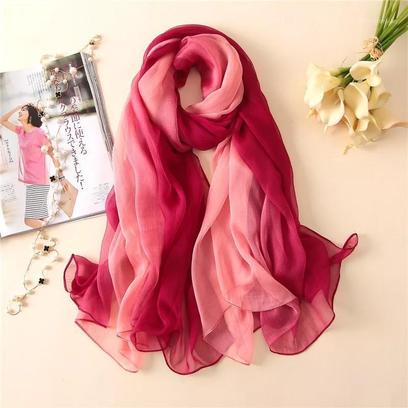 Scarves Chinese Quality Silk Four Seasons Lady Sunscreen Beach Shawl Women Style Gradation Multicolor Scarf Fashion Headscarf
Scarves Chinese Quality Silk Four Seasons Lady Sunscreen Beach Shawl Women Style Gradation Multicolor Scarf Fashion Headscarf