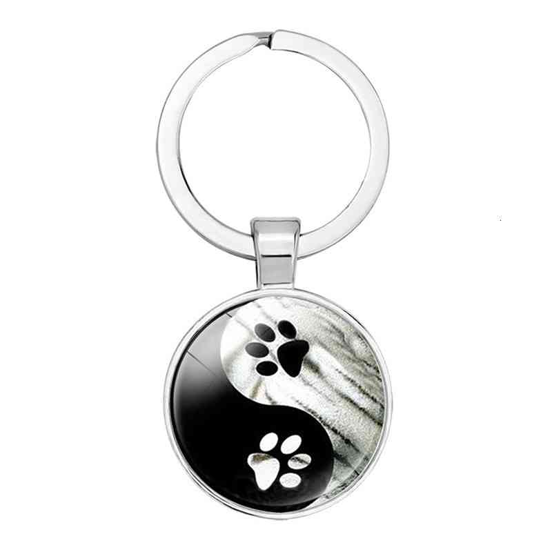 Key Rings Chinese Style Accessories Yin Yang Tai Chi Eight Diagrams Cat Footprints Time Ring Chain