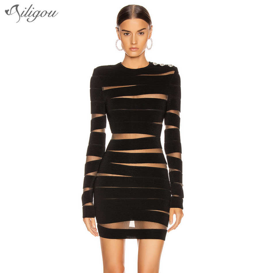 Summer Women' Sexy Bandage Long Sleeve Button Dress Black Tulle Perspective Tight Club Party Vestidos 210527
Summer Women' Sexy Bandage Long Sleeve Button Dress Black Tulle Perspective Tight Club Party Vestidos 210527