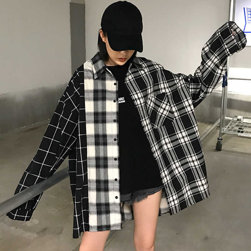 Autumn women's Korea ins Harajuku streetwear BF plaid shirt button long-sleeved women loose fashion vintage casual jacket 210608, Black
Autumn women's Korea ins Harajuku streetwear BF plaid shirt button long-sleeved women loose fashion vintage casual jacket 210608, Black