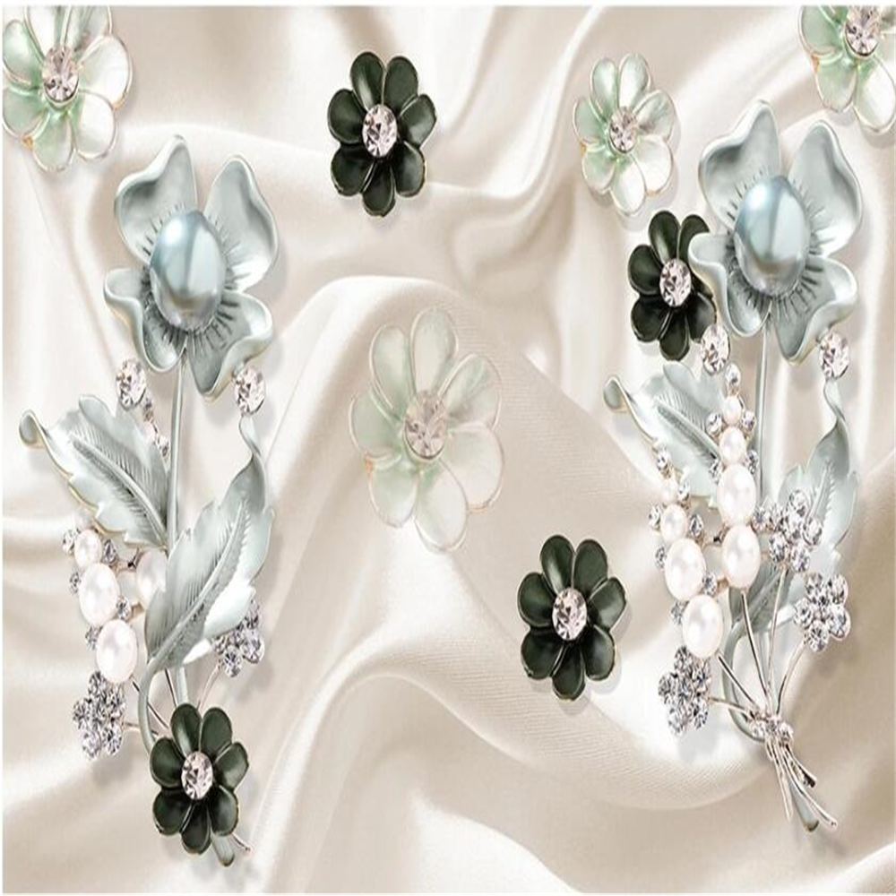 Custom large mural fashion home decoration diamond flower jewelry background wall wallpapers papel de parede